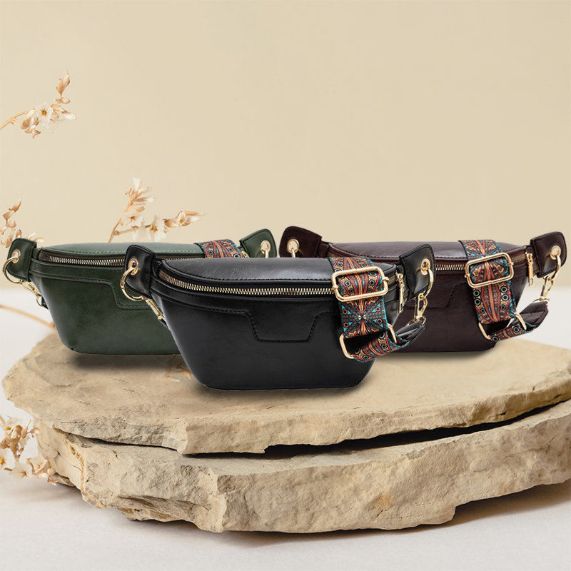 Lannie Women Vintage Bohemian Fashion High Quality Leather Crossbody Bag with Zipper for Casual and Travel