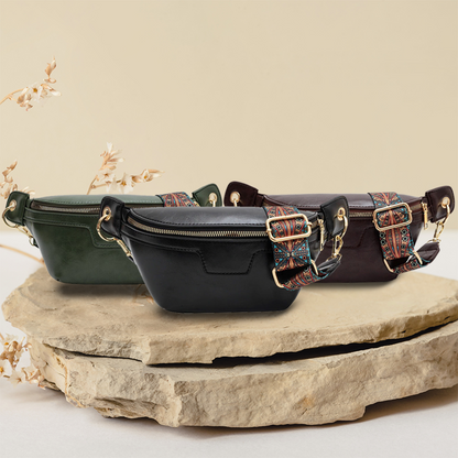 Lannie Women Vintage Bohemian Fashion High Quality Leather Crossbody Bag with Zipper for Casual and Travel