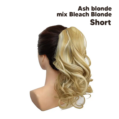 Synthetic Fiber Claw Clip Wavy Ponytail Hair Extensions for Women