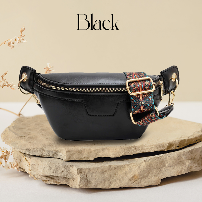 Lannie Women Vintage Bohemian Fashion High Quality Leather Crossbody Bag with Zipper for Casual and Travel