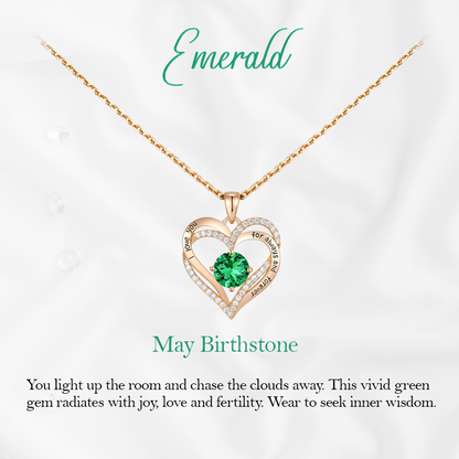 Germe Personalized 12 Birthstone Card Gifts for Women's Forever Love Heart Pendant Necklace