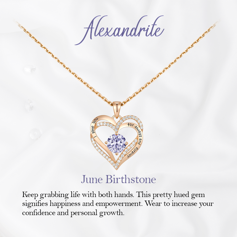 Germe Personalized 12 Birthstone Card Gifts for Women's Forever Love Heart Pendant Necklace