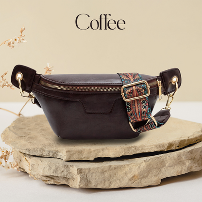 Lannie Women Vintage Bohemian Fashion High Quality Leather Crossbody Bag with Zipper for Casual and Travel