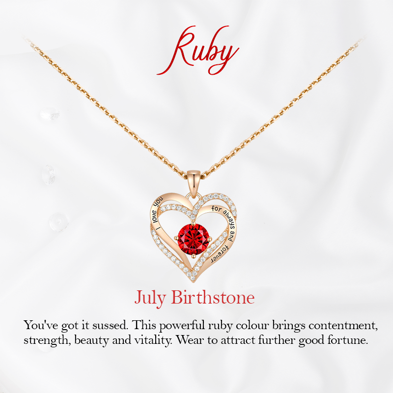 Germe Personalized 12 Birthstone Card Gifts for Women's Forever Love Heart Pendant Necklace