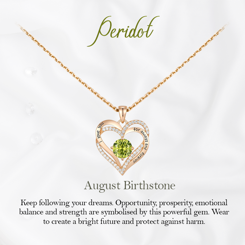 Germe Personalized 12 Birthstone Card Gifts for Women's Forever Love Heart Pendant Necklace