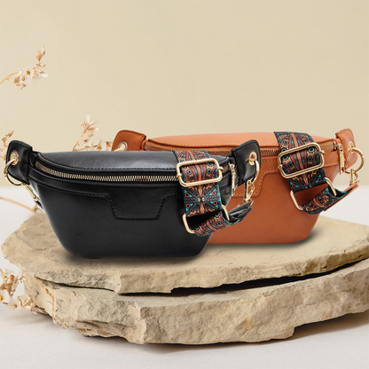 Lannie Women Vintage Bohemian Fashion High Quality Leather Crossbody Bag with Zipper for Casual and Travel