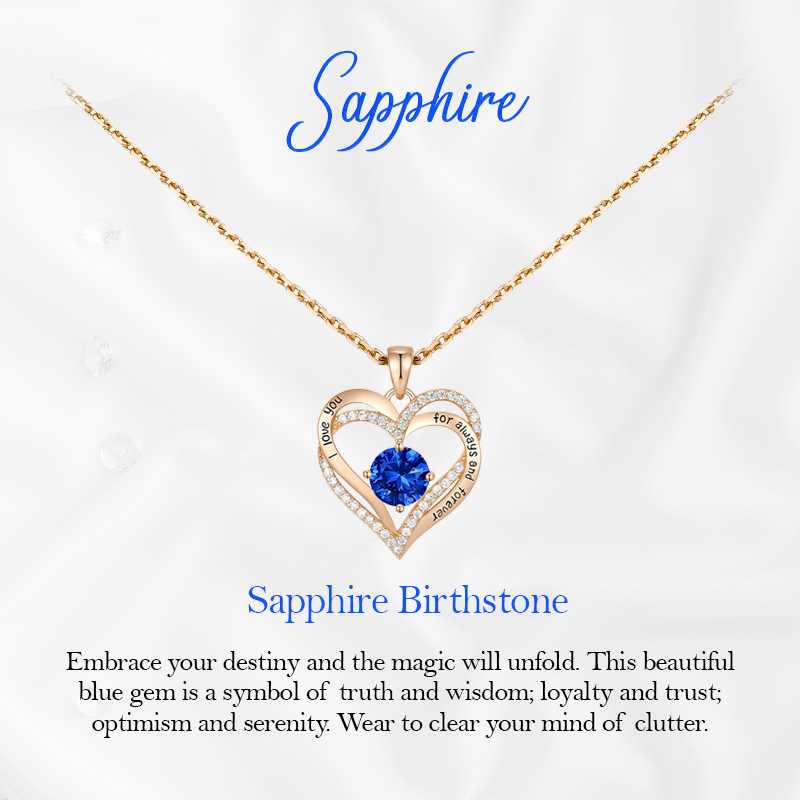 Germe Personalized 12 Birthstone Card Gifts for Women's Forever Love Heart Pendant Necklace