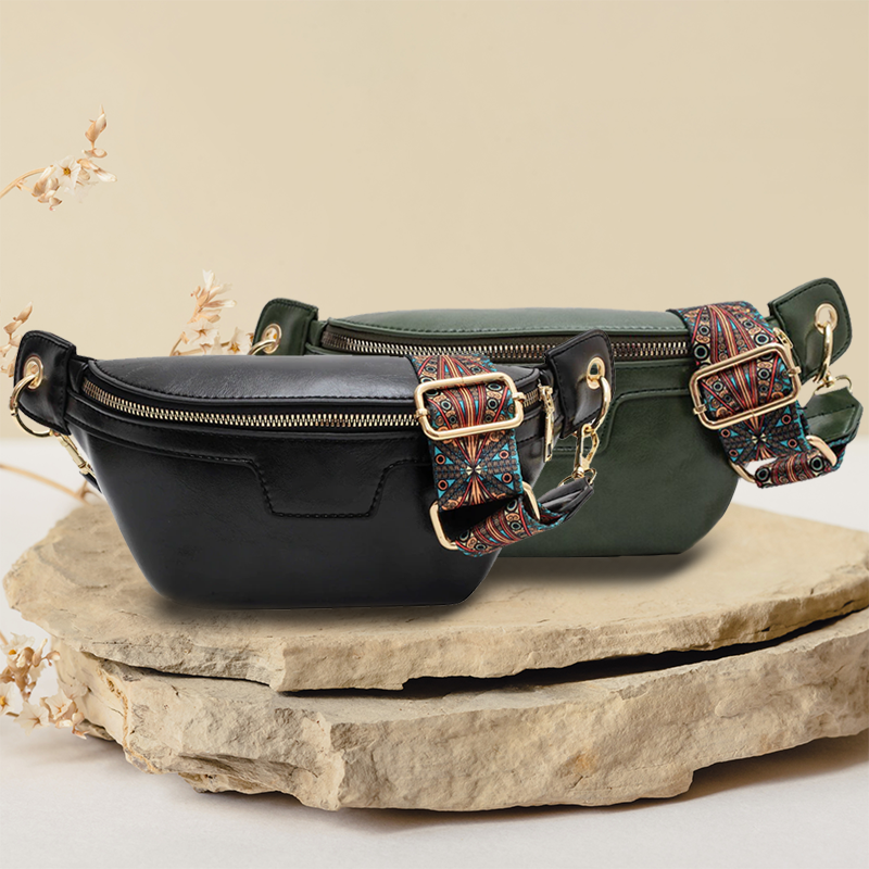 Lannie Women Vintage Bohemian Fashion High Quality Leather Crossbody Bag with Zipper for Casual and Travel