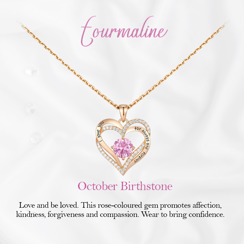 Germe Personalized 12 Birthstone Card Gifts for Women's Forever Love Heart Pendant Necklace