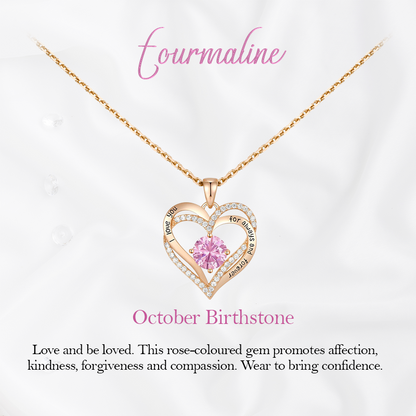 Germe Personalized 12 Birthstone Card Gifts for Women's Forever Love Heart Pendant Necklace