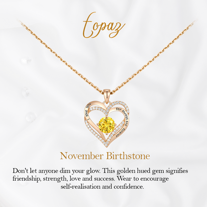 Germe Personalized 12 Birthstone Card Gifts for Women's Forever Love Heart Pendant Necklace