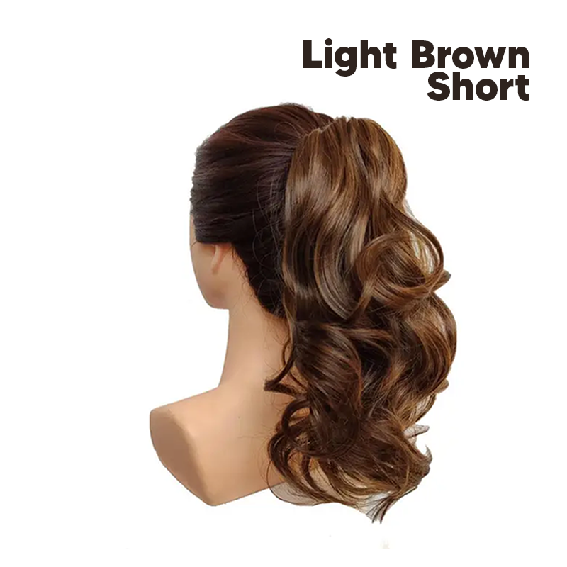 Synthetic Fiber Claw Clip Wavy Ponytail Hair Extensions for Women