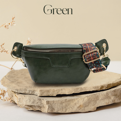 Lannie Women Vintage Bohemian Fashion High Quality Leather Crossbody Bag with Zipper for Casual and Travel