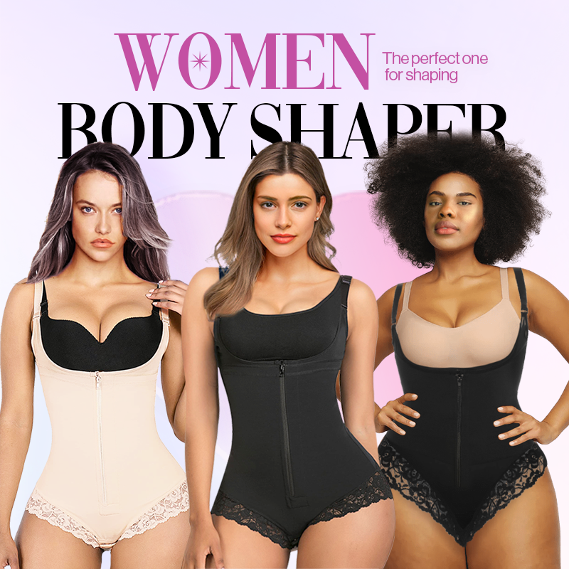 Lafeme Tummy Control Lace Fajas Bodysuit Thong Shapewear for Women