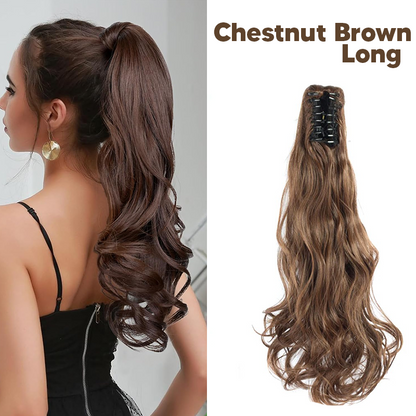 Synthetic Fiber Claw Clip Wavy Ponytail Hair Extensions for Women