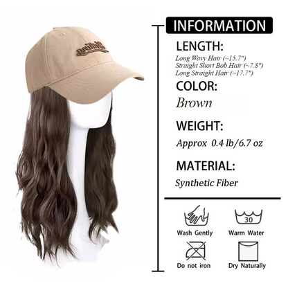 Long Straight Wavy Wig  Hairstyle Extension Baseball Cap for Women