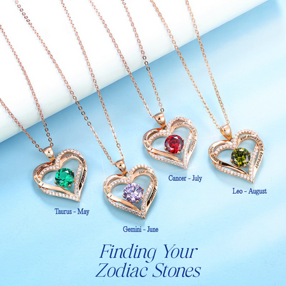 Germe Personalized 12 Birthstone Card Gifts for Women's Forever Love Heart Pendant Necklace