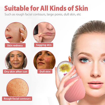 Natural Contour and Skin Care Reusable Ice Cube Roller Silicone Mold Massager for Face, Eyes and Neck