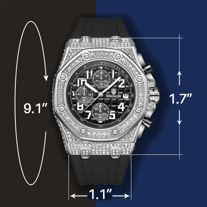 Sports 30M Waterproof Multi-Functional Unisex's Rhinestone Silicone Watch _Long