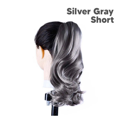 Synthetic Fiber Claw Clip Wavy Ponytail Hair Extensions for Women