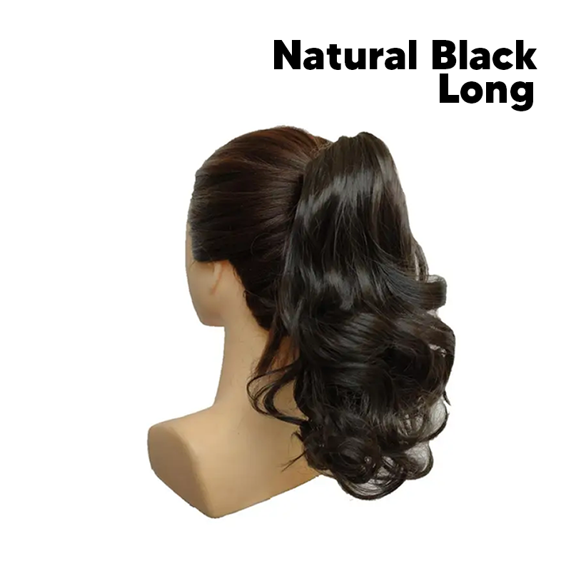 Synthetic Fiber Claw Clip Wavy Ponytail Hair Extensions for Women