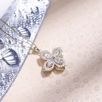 Women Gold & Silver Plated Lucky Four-Leaf Rotating Design Jewelry Set