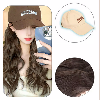 Long Straight Wavy Wig  Hairstyle Extension Baseball Cap for Women