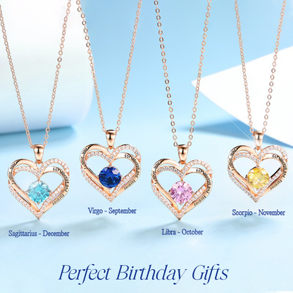 Germe Personalized 12 Birthstone Card Gifts for Women's Forever Love Heart Pendant Necklace