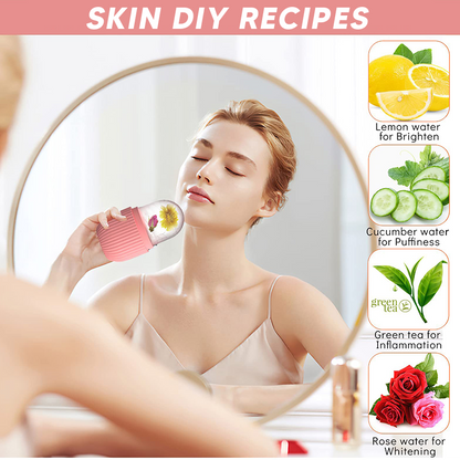 Natural Contour and Skin Care Reusable Ice Cube Roller Silicone Mold Massager for Face, Eyes and Neck