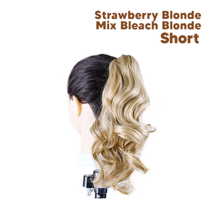 Synthetic Fiber Claw Clip Wavy Ponytail Hair Extensions for Women