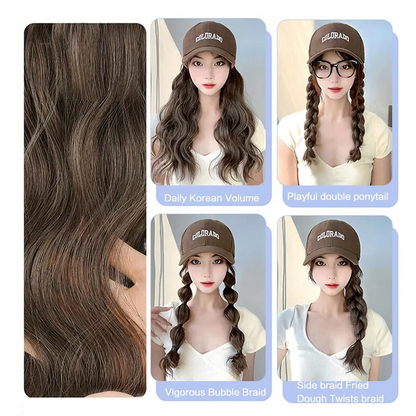 Long Straight Wavy Wig  Hairstyle Extension Baseball Cap for Women