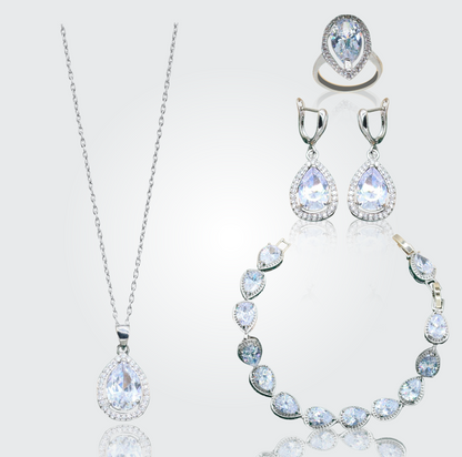 Christine Silver Hand - Crafted Gemstone Pendant Earring Bracelet & Ring Set For Women