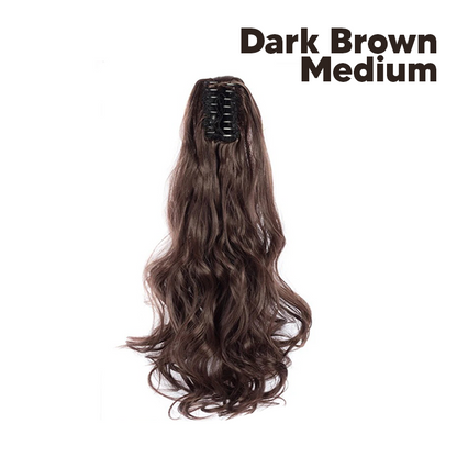 Synthetic Fiber Claw Clip Wavy Ponytail Hair Extensions for Women
