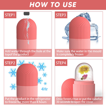 Natural Contour and Skin Care Reusable Ice Cube Roller Silicone Mold Massager for Face, Eyes and Neck