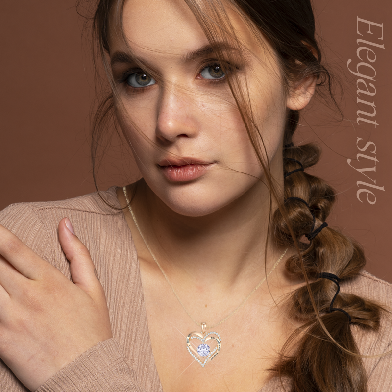 Germe Personalized 12 Birthstone Card Gifts for Women's Forever Love Heart Pendant Necklace