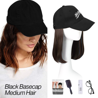 Long Straight Wavy Wig  Hairstyle Extension Baseball Cap for Women
