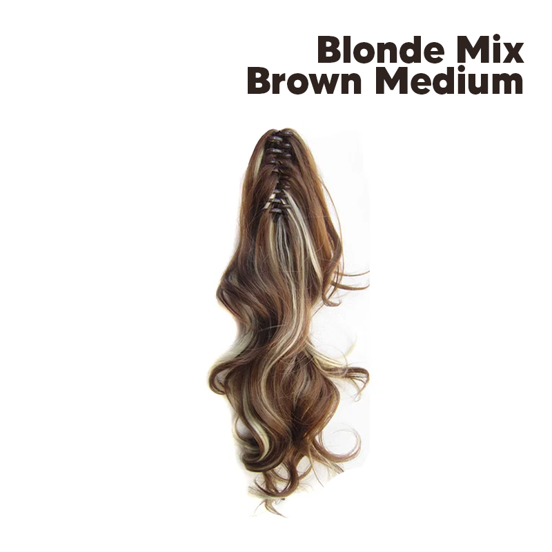 Synthetic Fiber Claw Clip Wavy Ponytail Hair Extensions for Women