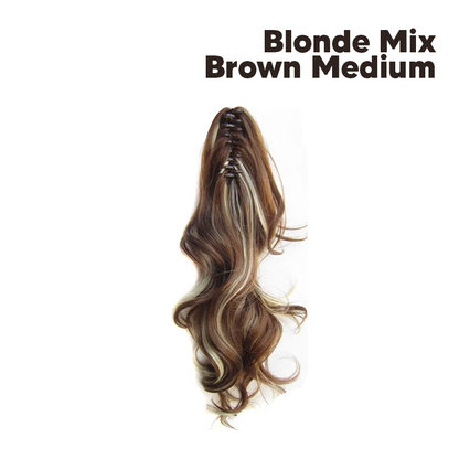 Synthetic Fiber Claw Clip Wavy Ponytail Hair Extensions for Women