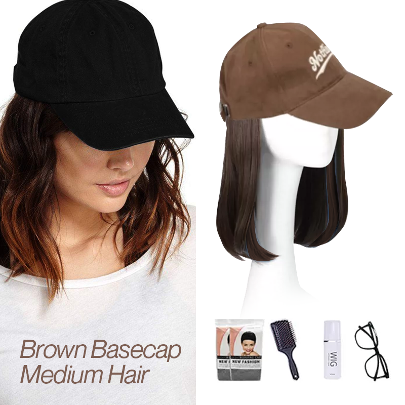 Long Straight Wavy Wig  Hairstyle Extension Baseball Cap for Women