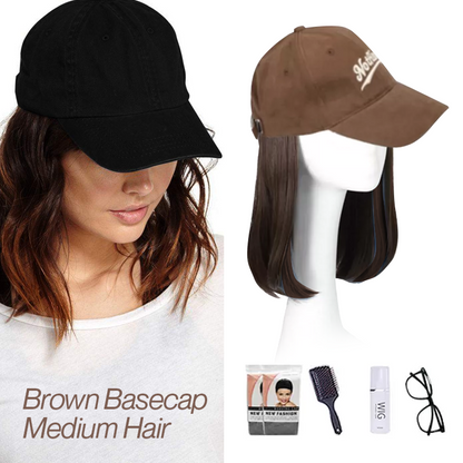 Long Straight Wavy Wig  Hairstyle Extension Baseball Cap for Women