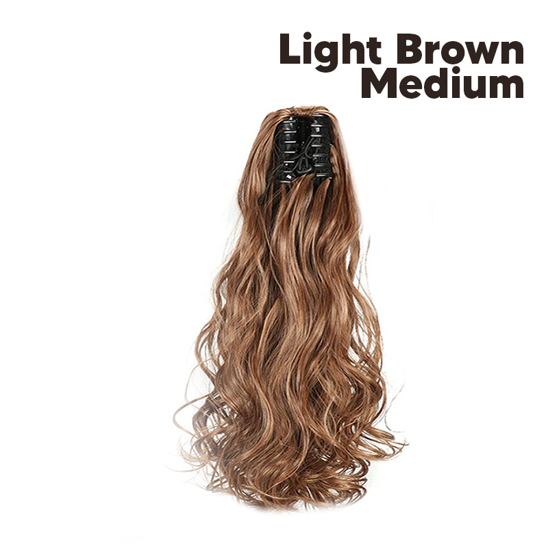 Synthetic Fiber Claw Clip Wavy Ponytail Hair Extensions for Women