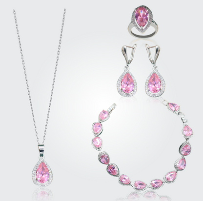 Christine Silver Hand - Crafted Gemstone Pendant Earring Bracelet & Ring Set For Women