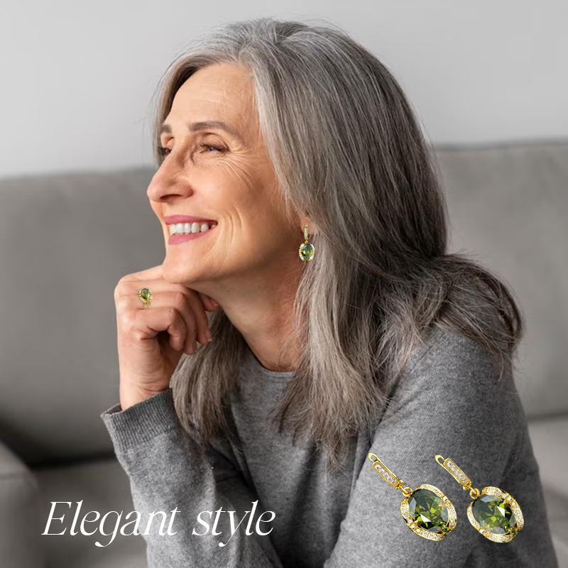 TA Castor 18K Yellow Gold Peridot Ruby Pendant Earring Bracelet & Ring Set For Women With Card