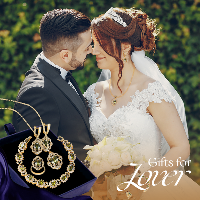 Aurora 18K Gold Gemstone Pendant Earring Bracelet & Ring Set For Women