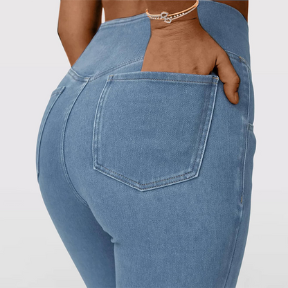 Stretchy Jeans High Waisted Crossover