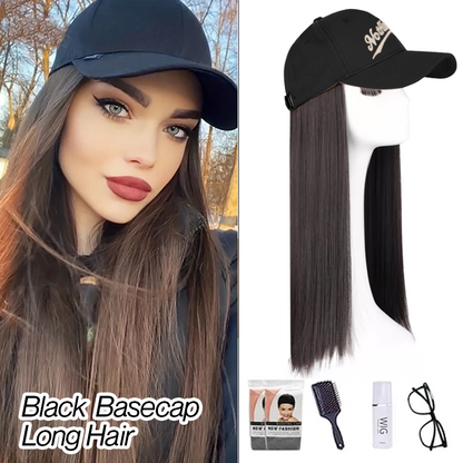Long Straight Wavy Wig  Hairstyle Extension Baseball Cap for Women