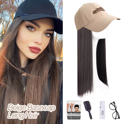Long Straight Wavy Wig  Hairstyle Extension Baseball Cap for Women