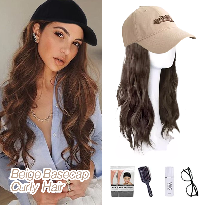 Long Straight Wavy Wig  Hairstyle Extension Baseball Cap for Women