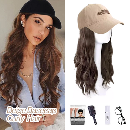 Long Straight Wavy Wig  Hairstyle Extension Baseball Cap for Women