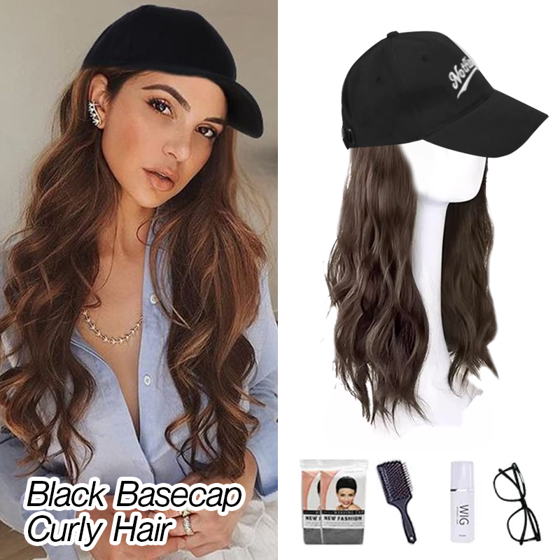 Long Straight Wavy Wig  Hairstyle Extension Baseball Cap for Women
